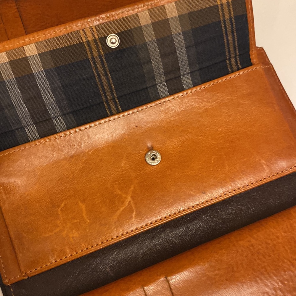 Vintage Women’s Tuscany Leather Adriano Leather Wallet Document 2 Tone Black/Tan - Picture 12 of 16